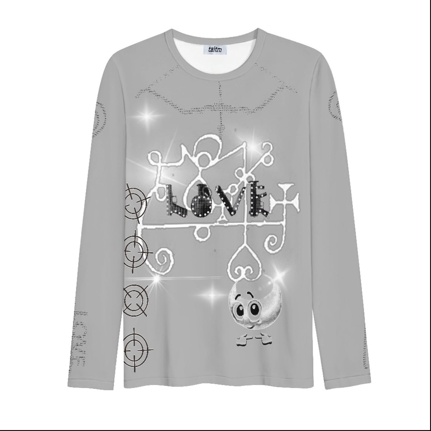 taitm Rhinestone all over printed thin long sleeve T-shirt